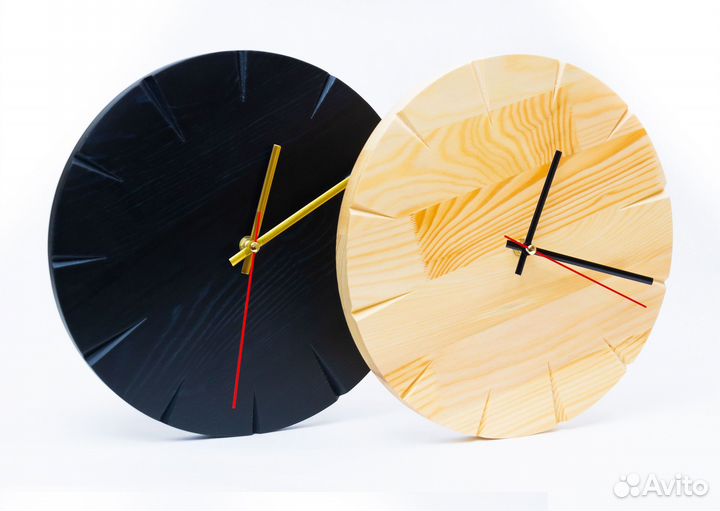 Часы настенные в стиле лофт из натурального дерева