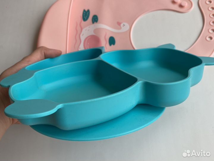 Силиконовая тарелка+ нагрудник