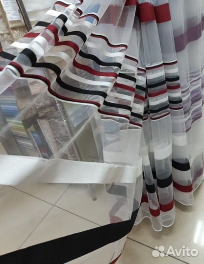 Тюль готовый, микросетка полоса