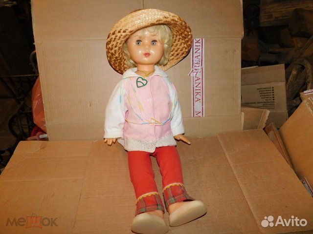 Старинная, детская красивая кукла 70ст 70 см