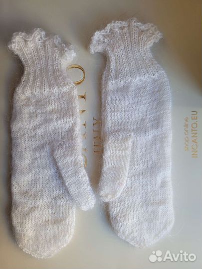 Варежки женские пуховые ажурные