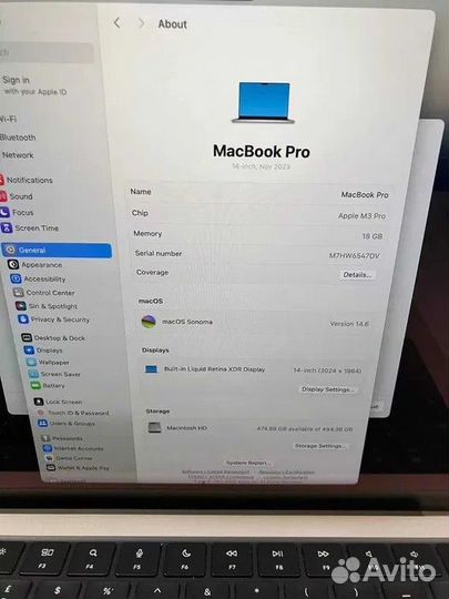 Macbook Pro 14 M3 Pro 18GB/1TB серебристый