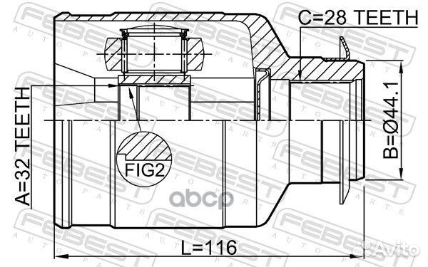 Шрус внутренний правый 32X44.1X28 2211D9A64WRH