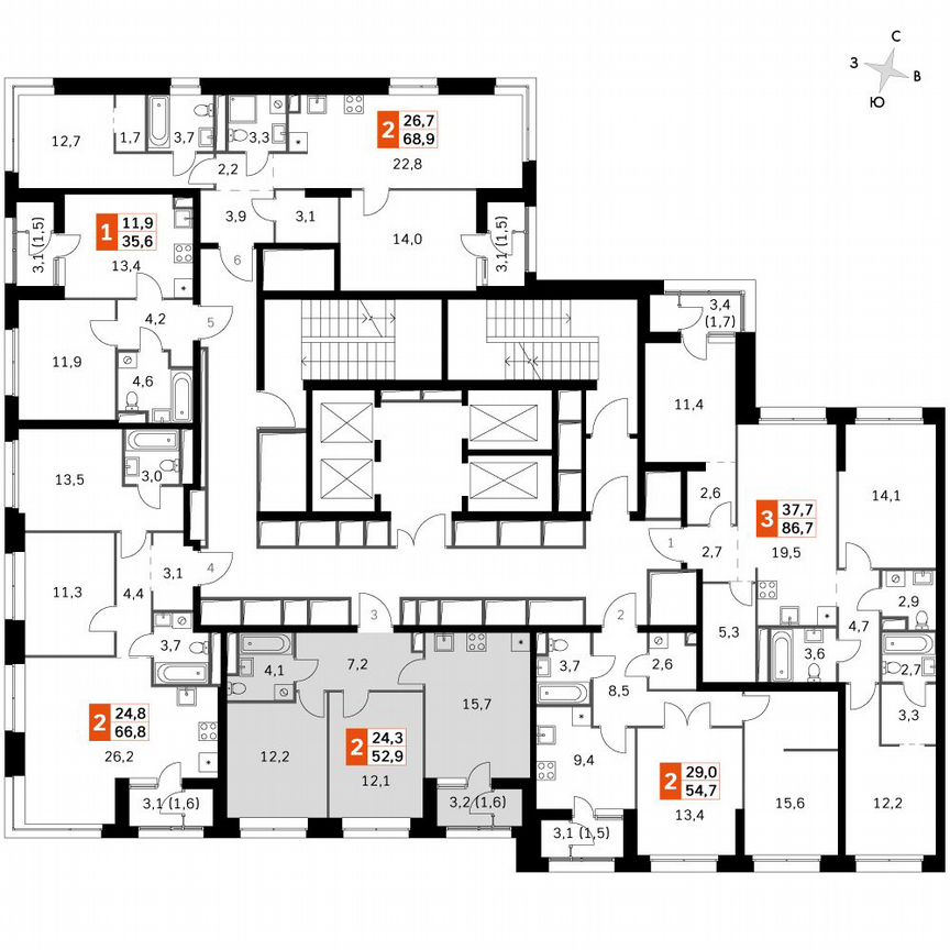 2-к. квартира, 52,6 м², 20/20 эт.