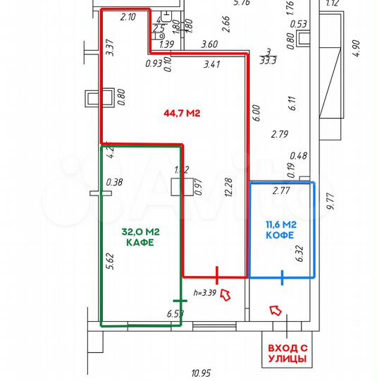 Угловое помещение в жилом массиве, 45 м²