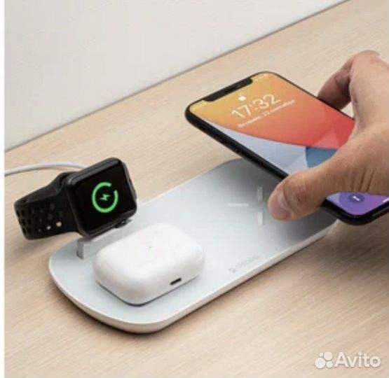 Беспроводное зарядное для iPhone Deppa 3в1