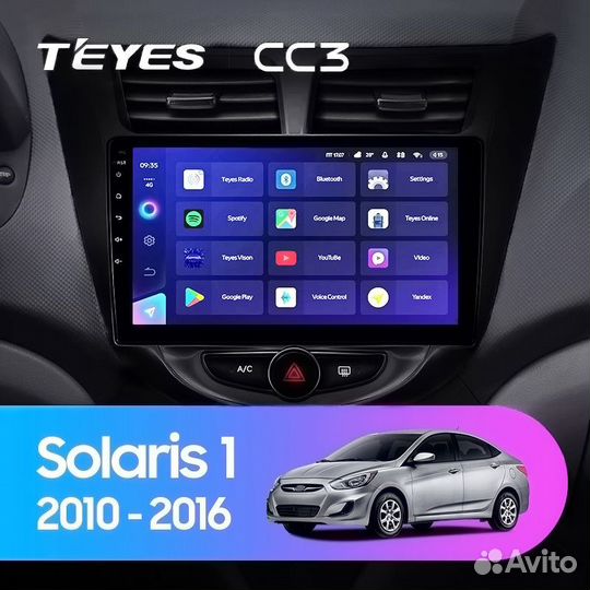 Магнитола Hyundai Solaris 1 глянц Teyes CC3 4/32