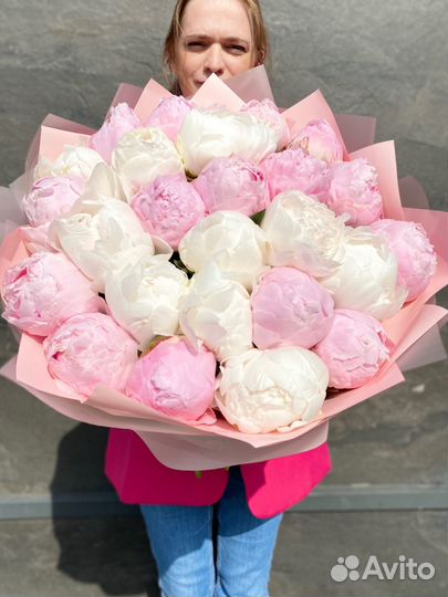 Пионы крупные Премиум букет цветы доставка