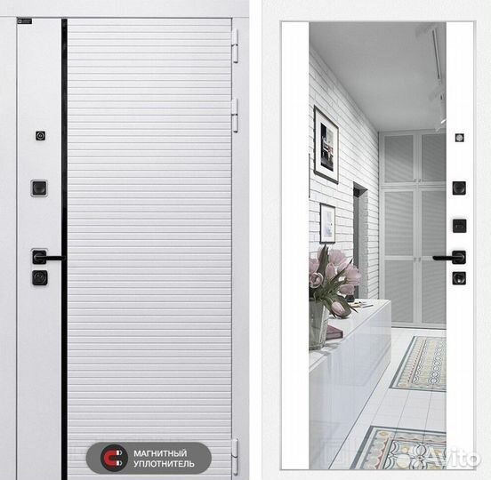 Дверь входная стальная royal с зеркалом Белый soft