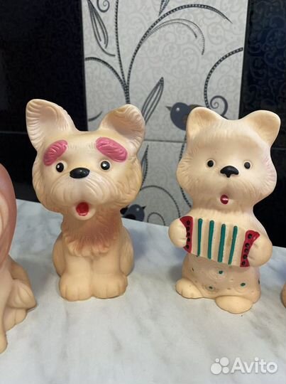 Игрушки резиновые СССР медведь лиса лев заяц слон