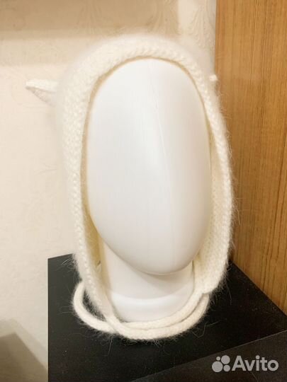 Шапка женская с ушками, пух норки