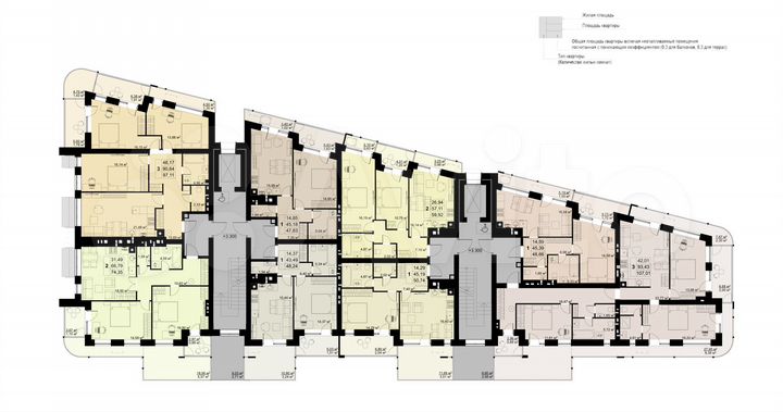 2-к. квартира, 74,4 м², 2/6 эт.