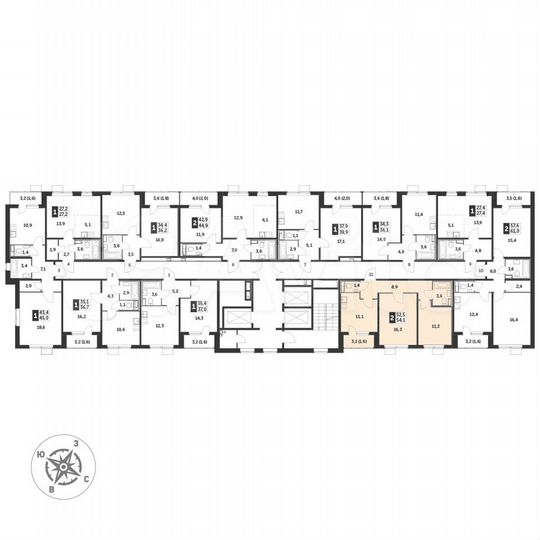 2-к. квартира, 54,7 м², 23/25 эт.