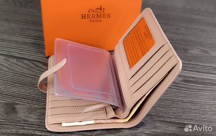 Женский кожаный кошелёк Hermes новый розовый