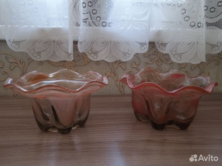Вазочки ручной работы (гутное стекло). СССР
