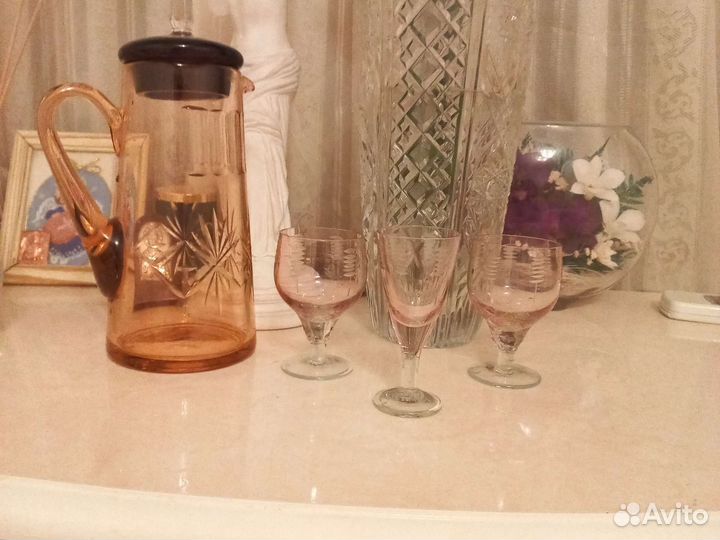 Кувшин цветное стекло СССР