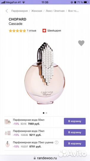 Духи cascade от chopard 75 мл