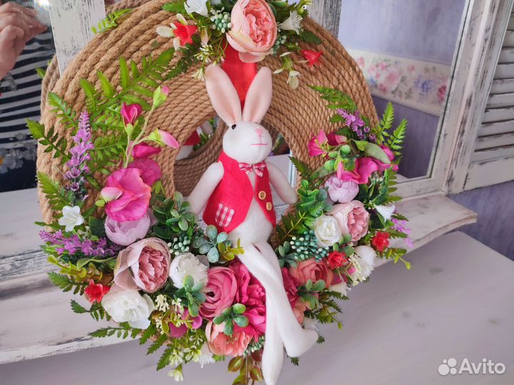 Венок пасхальный, весенний на дверь или окно