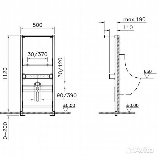 Инсталляция Vitra Frame 880-3800 для писсуара Син