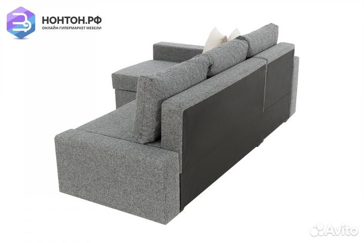 Диван угловой дельфин Версаль рогожка серая