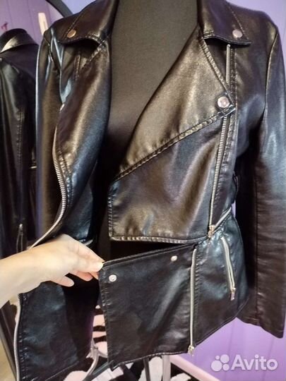 Кожаная куртка косуха женская