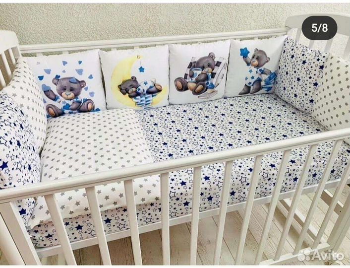 Бортики в круглую овальную прямоугольную кроватку