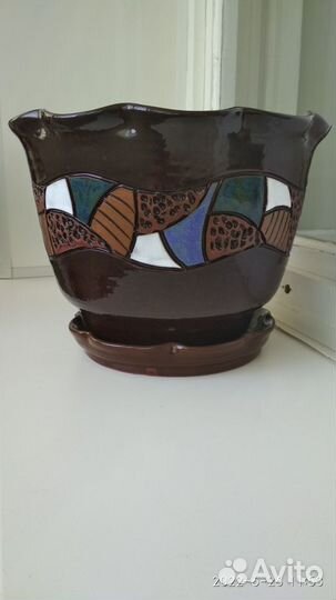 Цветочный керамический горшок