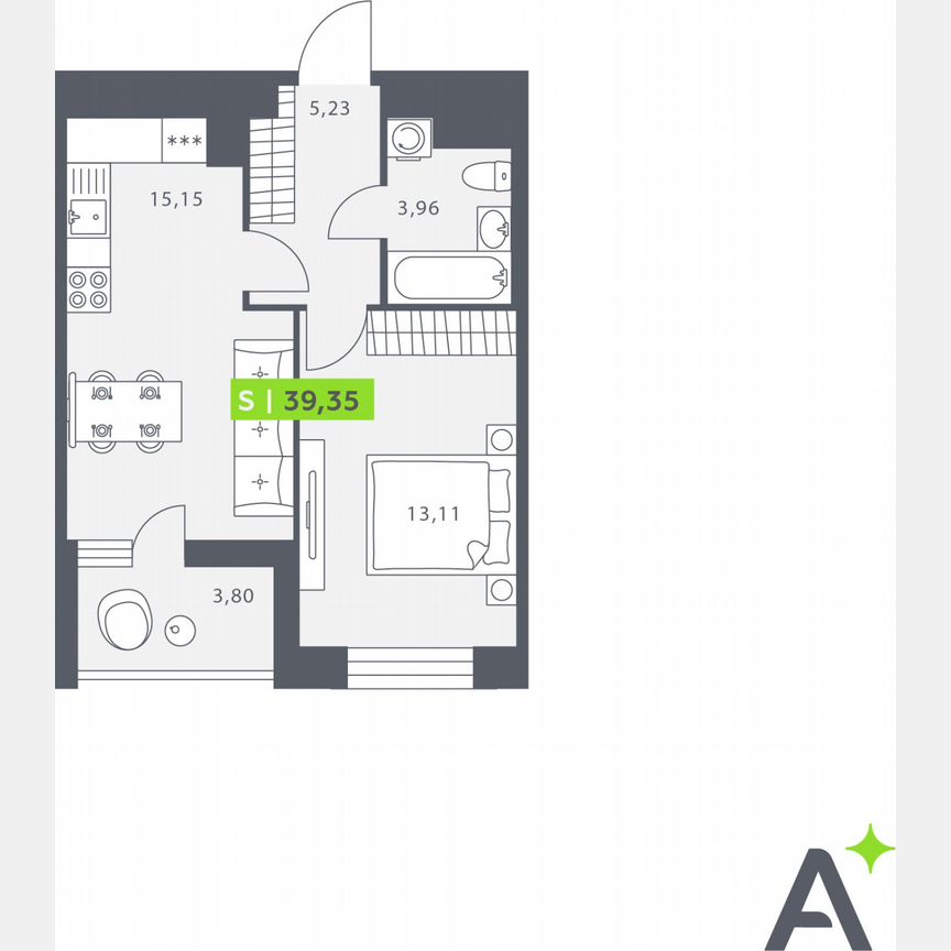 1-к. квартира, 39,4 м², 11/12 эт.