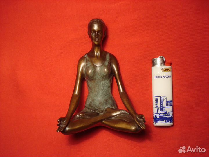 Медитация США Асана Йога Бронза Редкая Арт 1946г