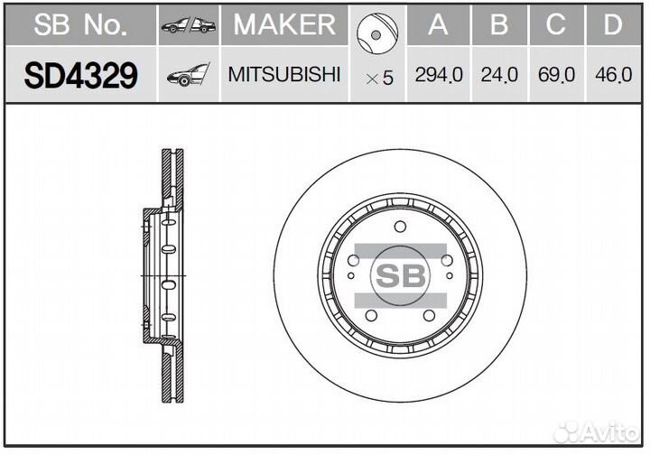 SD4329 Диск тормозной sd4329 (mr128659)
