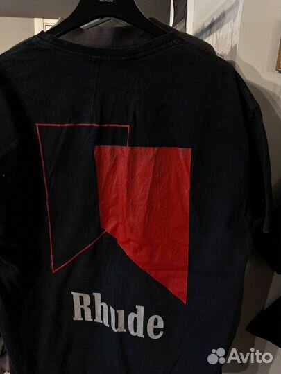 Футболка Rhude Washed Black Logo Moon Оригинал