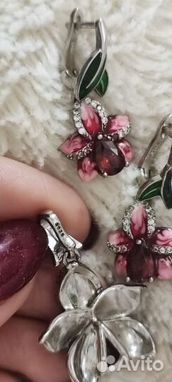 Набор серебро серьги+ подвеска