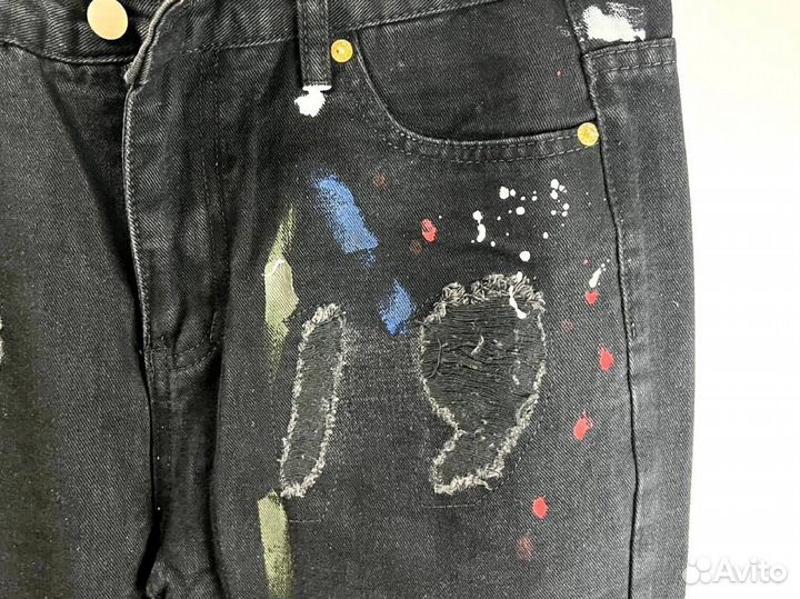 Джинсы Gallery dept рваные с краской унисекс