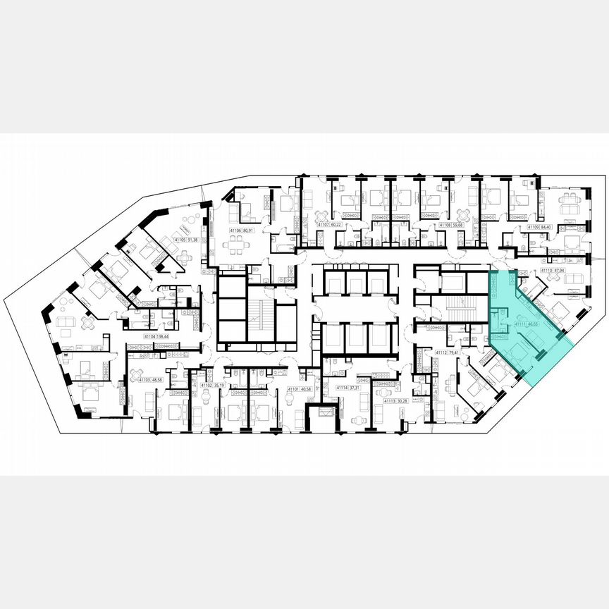 1-к. квартира, 47 м², 11/46 эт.