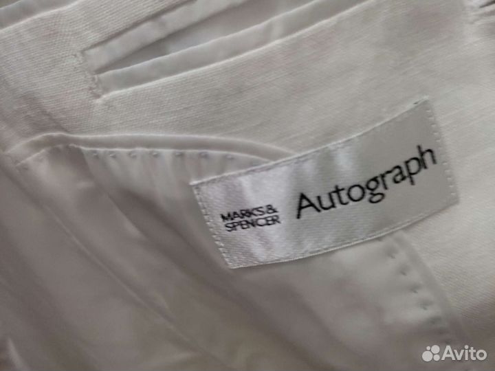 Белый льняной пиджак marks & Spencer 128 см