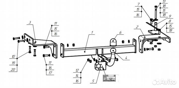 Фаркоп на Changan CS75 2014-2018, 2018- арт. 9016