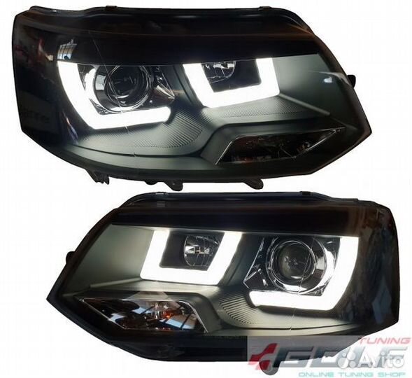 VW T5 09-15 Фары LED-Lightguide design черные