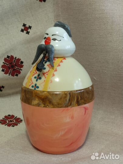 Винтажная шкатулка СССР - казак с трубкой