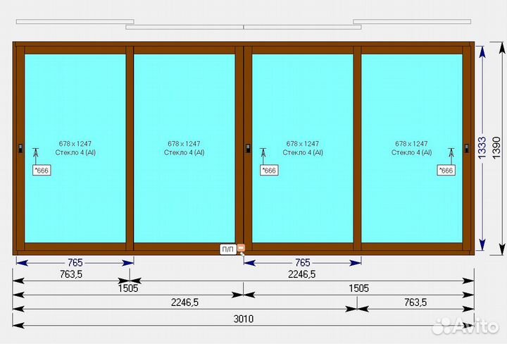 Окна для беседки 3010*1390