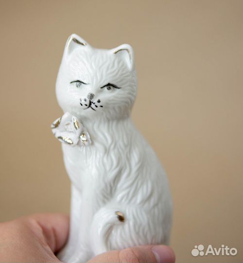 Фарфоровая кошка статуэтка ретро 13 см кот