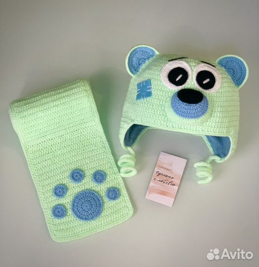 Детская шапка и шарф «Мишка»/Весенняя/Зверошапка