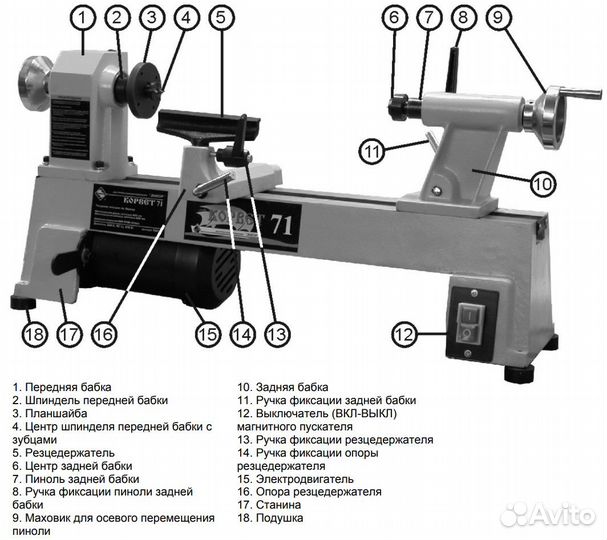 Токарный станок по дереву Корвет-71