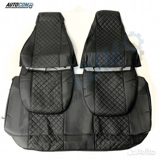 Чехлы на сидения ваз 2107 (кожа черная нить)