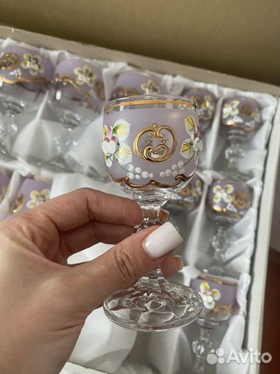 Бокалы богемское стекло с лепкой