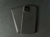Чехол iPhone 12/12 Pro карбоновый, матовый, серый