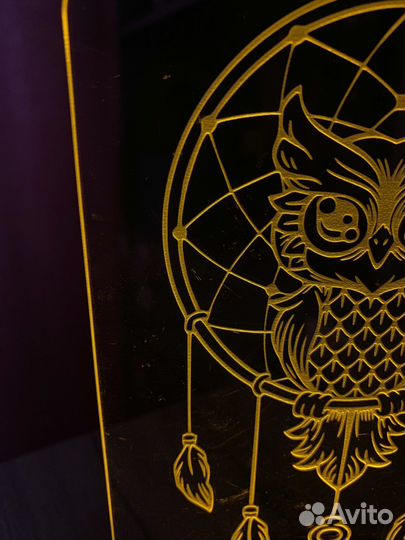 Настольный светильник/ночник из оргстекла Сова