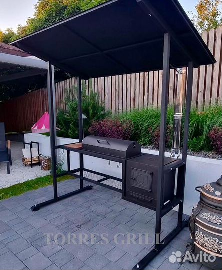 Мангал Барбекю с навесом и печью