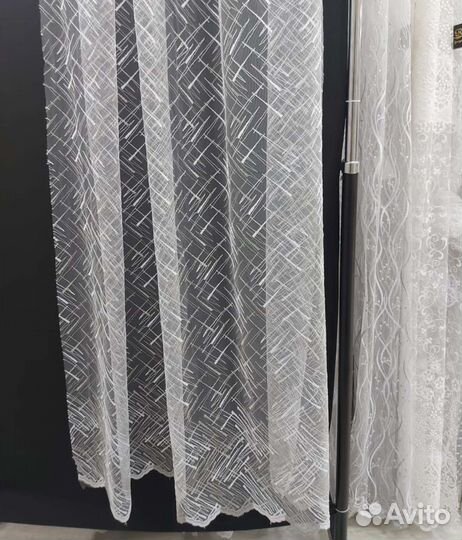 Тюль белый с серебром