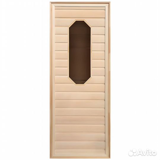 Дверь для Бани липа восьмиугол. стекло (коробка Ос