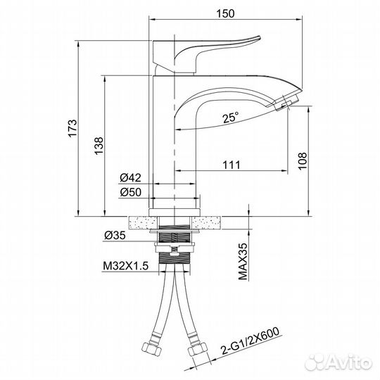 Смеситель для раковины Melana Paola Hi-tech 610601 сатин